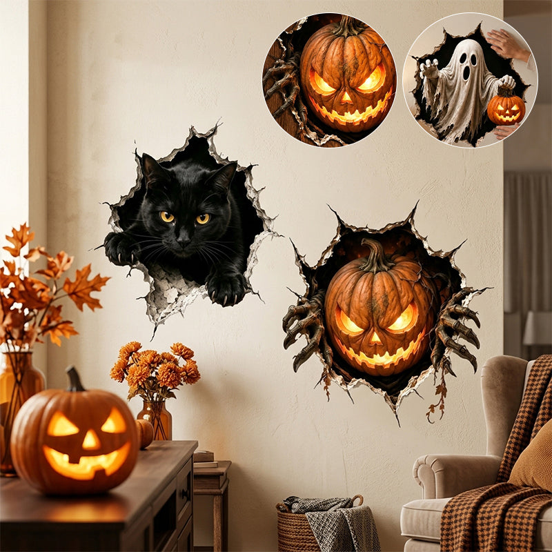 Halloween Spooky Cracked Wall 3D Decal Decoration