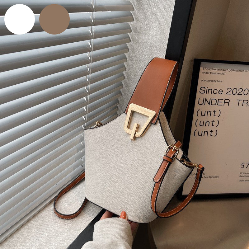 Color Clashing Shoulder Bucket Bag
