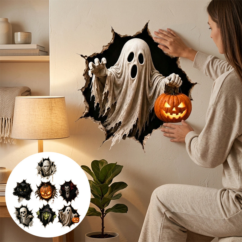 Halloween Spooky Cracked Wall 3D Decal Decoration