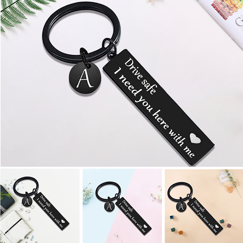 Drive safe black keychain