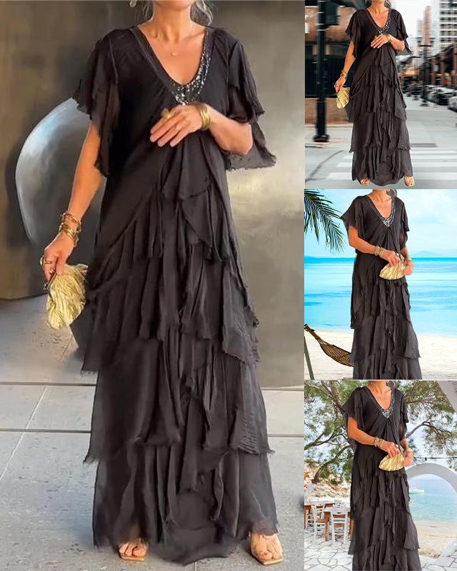 Elegant V-neck Maxi Dress