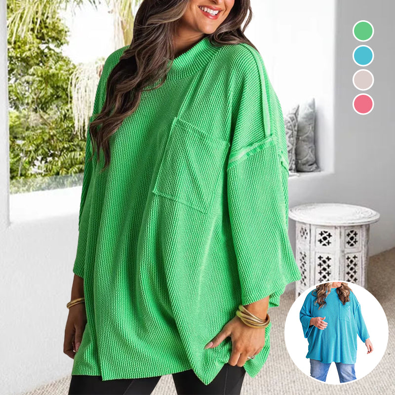 New Oversized High Neck Urban Ribbed Top