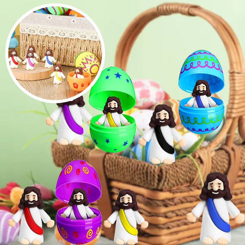 Easter Eggs with Jesus Figurine