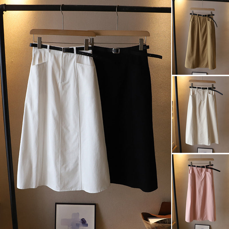 Solid Color A-Line Half-Body Skirt