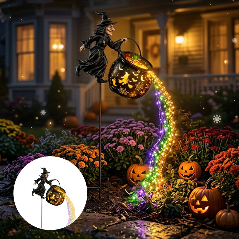 Halloween Witch Cauldron Garden Light