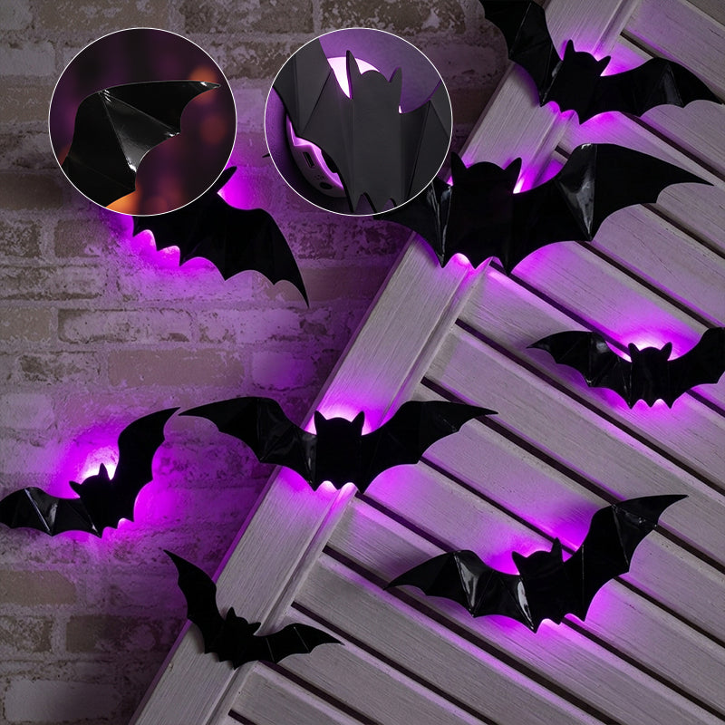 3D Halloween Bat LED Wall Decor Set