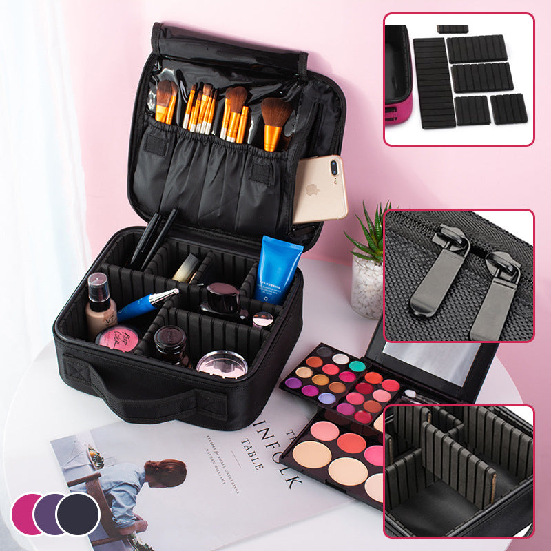 Makeup Cosmetic Storage Case with Adjustable Compartment