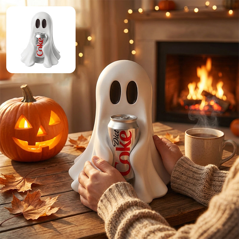 Resin Ghost Statue Holding Soda Can