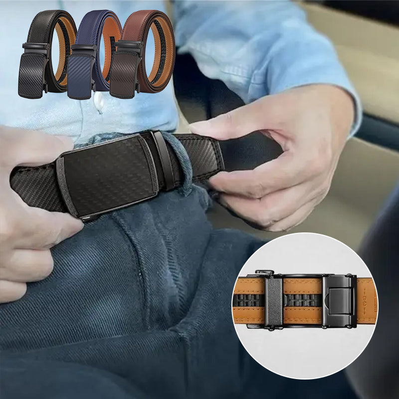 Leather Ratchet Belt With Adjustable Buckle