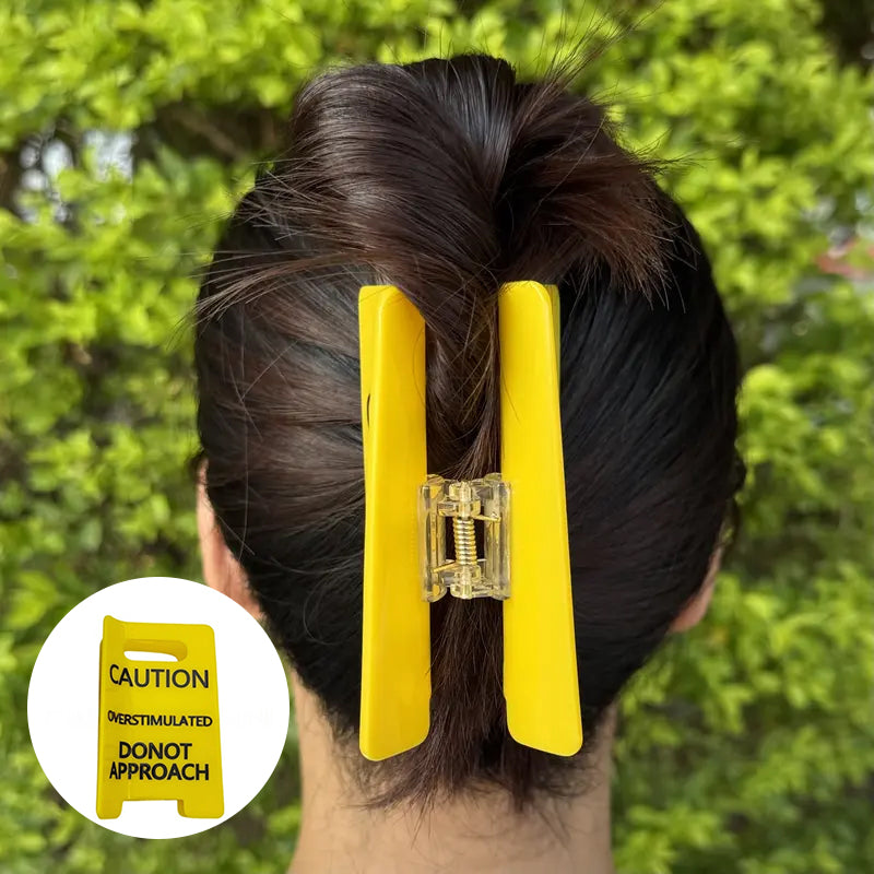 Caution Overstimulated Sign Hair Claw Clip