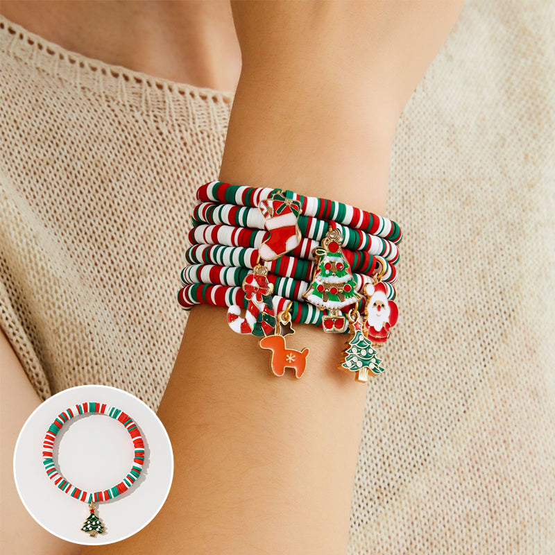 Christmas clay beaded bracelet