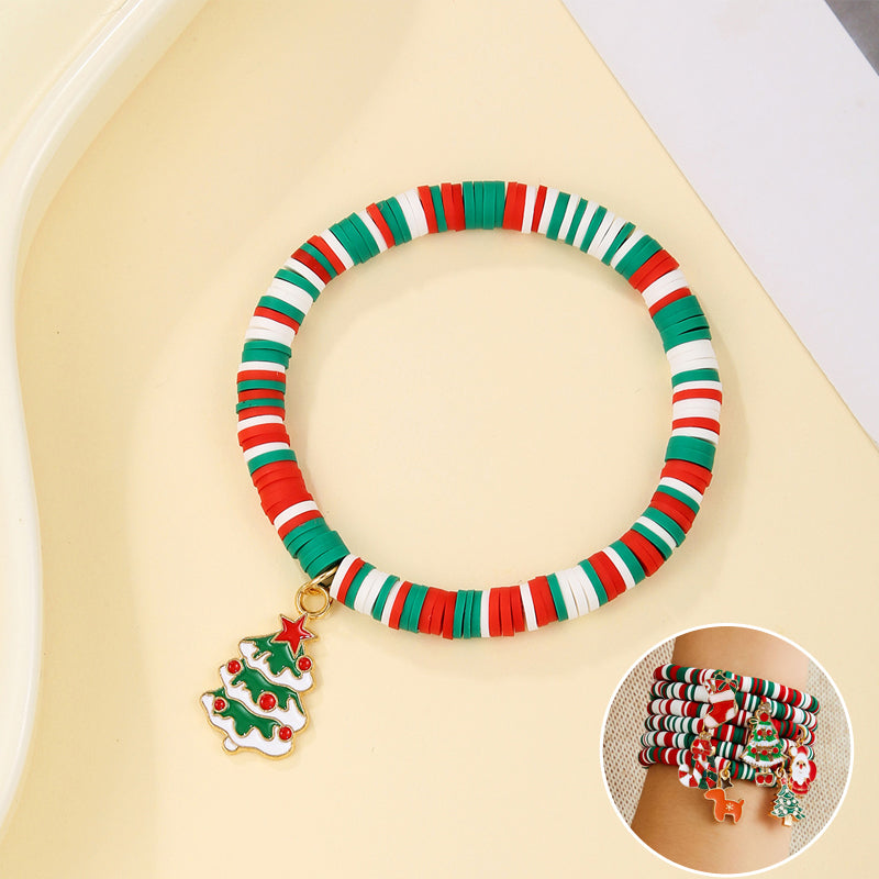 Christmas clay beaded bracelet