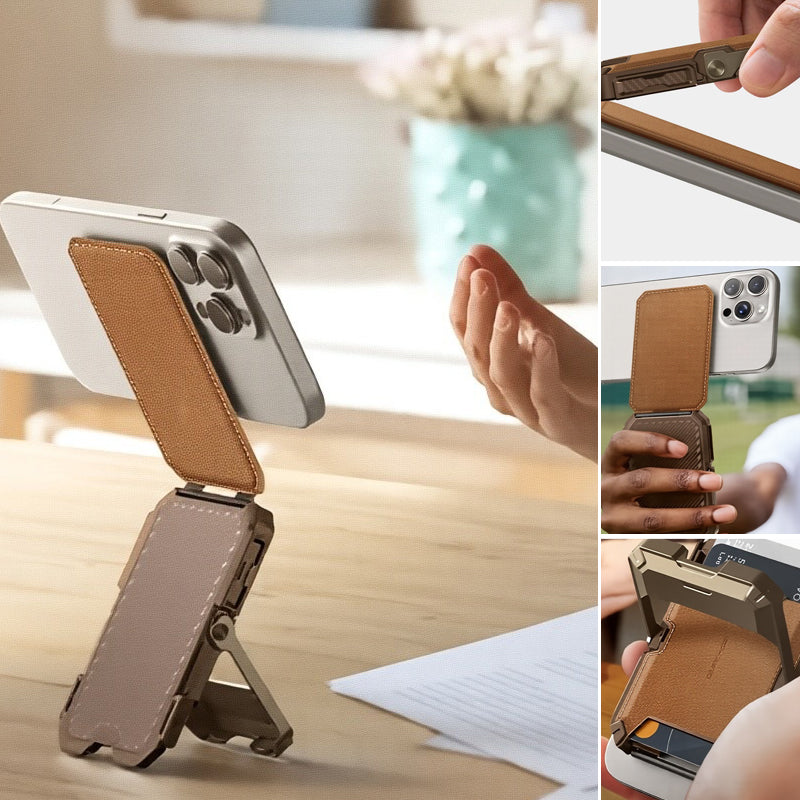Magnetic Wallet with Stand-Gold