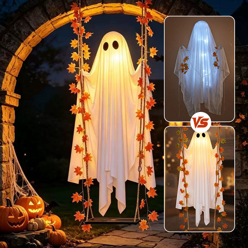 LED Light-Up Swinging Ghost Halloween Decoration