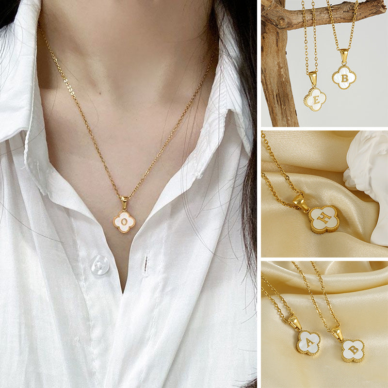 Four Leaf Clover Monogram Necklace