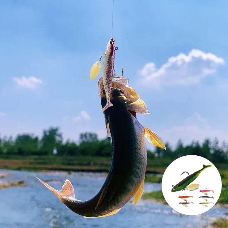 Lead head hook T tail bait, 6 pcs