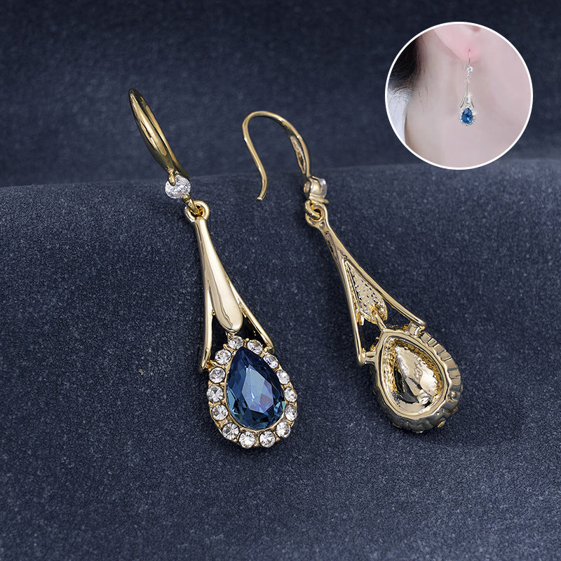 Blue Drop Crystal Earrings