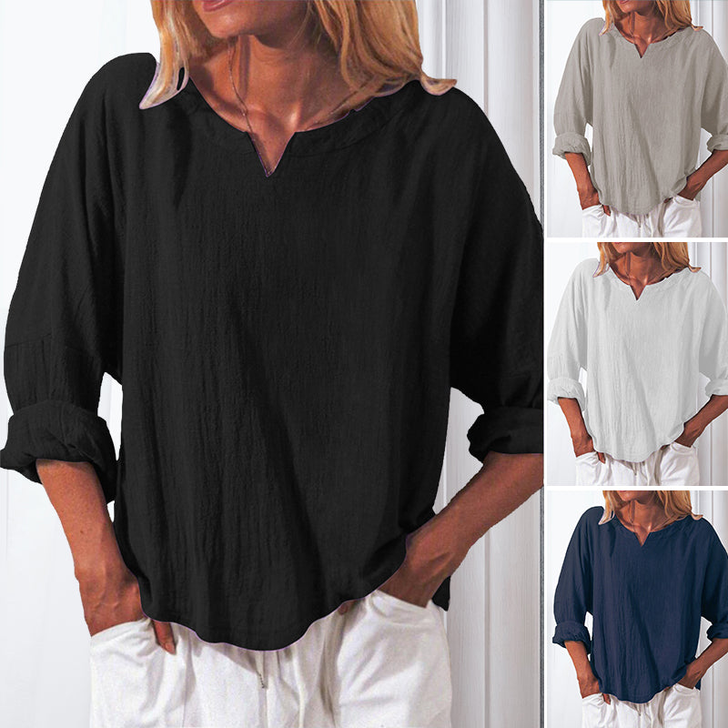 Womens Casual Solid V Neck T-shirt