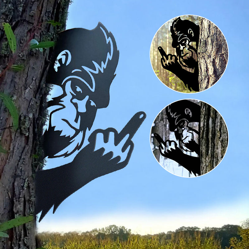 Peek a Boo Flipping Off Metal Sign – Peeping Animal Wall Art