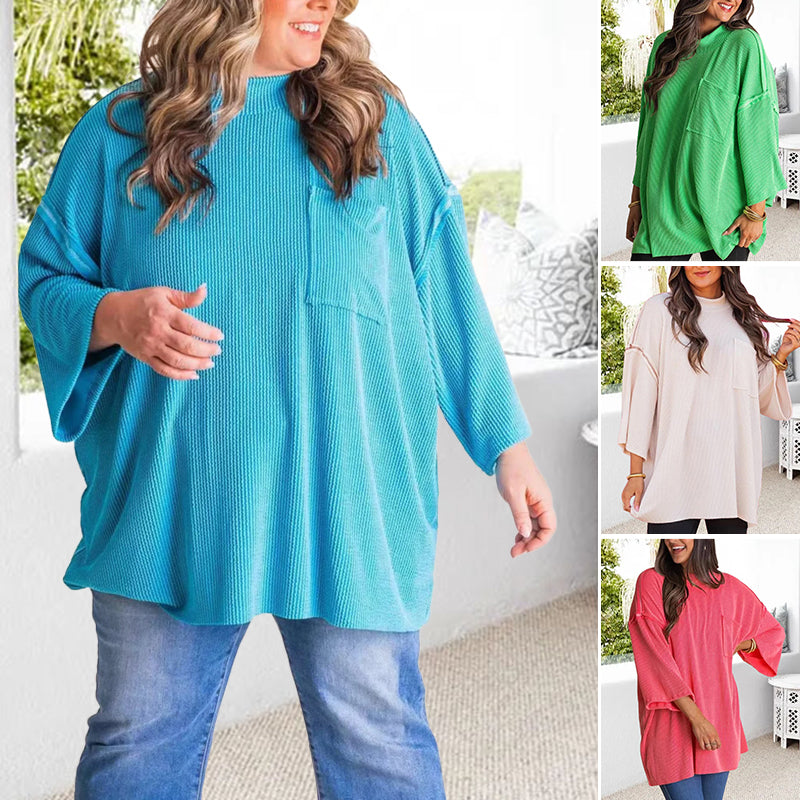 New Oversized High Neck Urban Ribbed Top