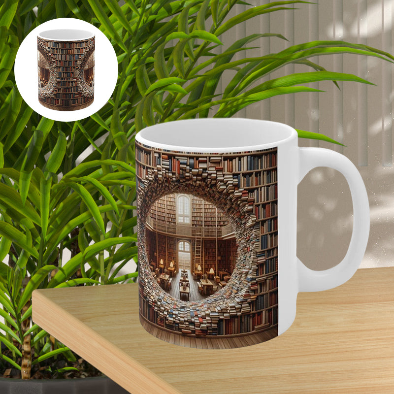 3D Bookshelves Library Book Lover Ceramic Mug