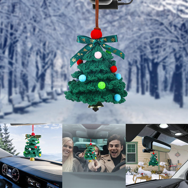 Car Christmas Decorations Hanging Crochet Mini Christmas Tree Pendant