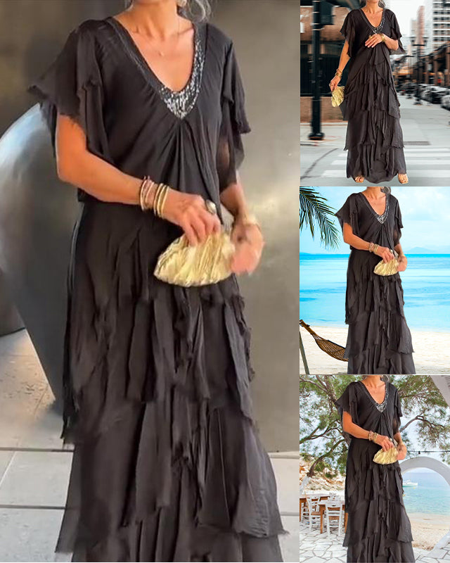 Elegant V-neck Maxi Dress