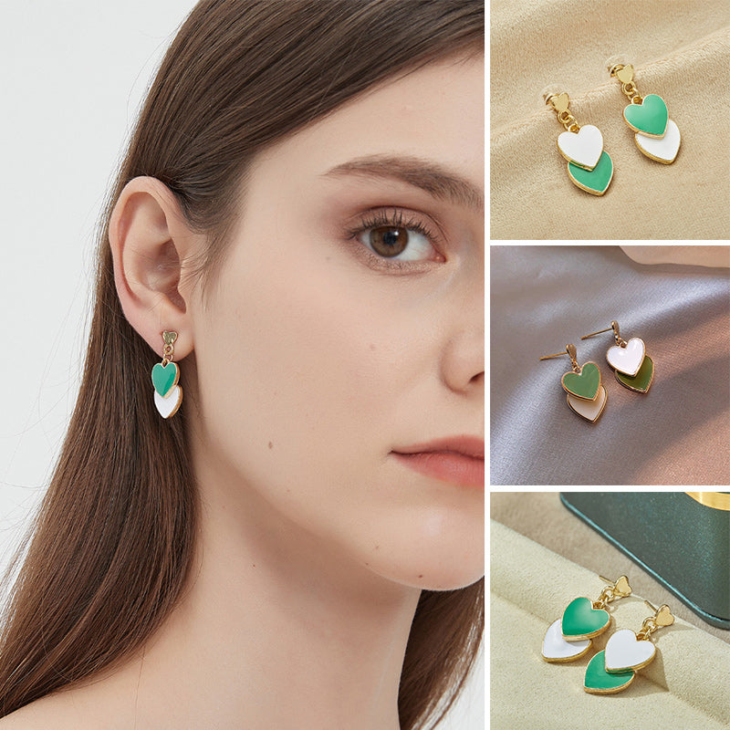 Green Heart Shape Earrings