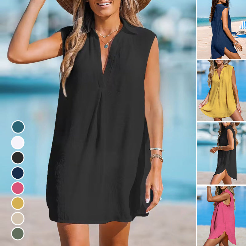 Deep V Neck Sun Protection Shirt Dress