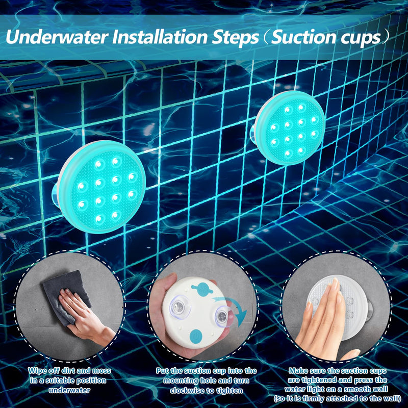 LED Lights Waterproof Pool Lights Underwater with 16 Colors