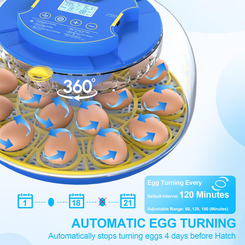 18 Egg Incubator with Automatic Egg Turning and Humidity Control