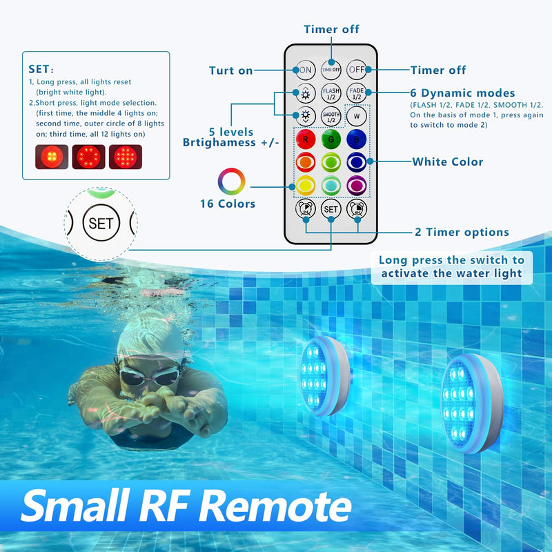 LED Lights Waterproof Pool Lights Underwater with 16 Colors