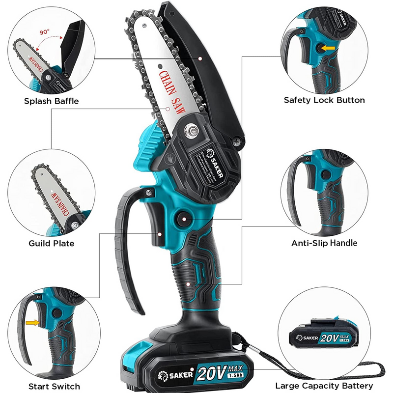 Saker 4 Inch Mini Chainsaw Portable Electric Chainsaw