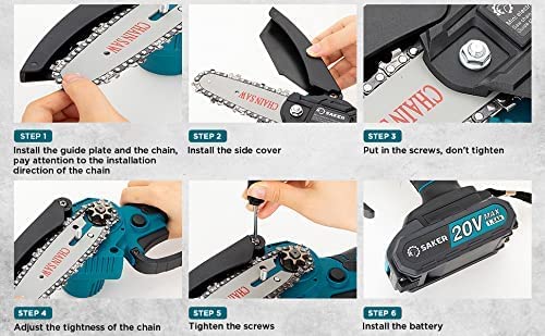 Saker 4 Inch Mini Chainsaw, Portable Cordless Electric Chainsaw