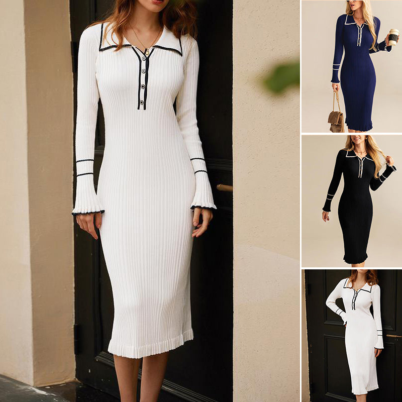 Chanel style lapel slim dress