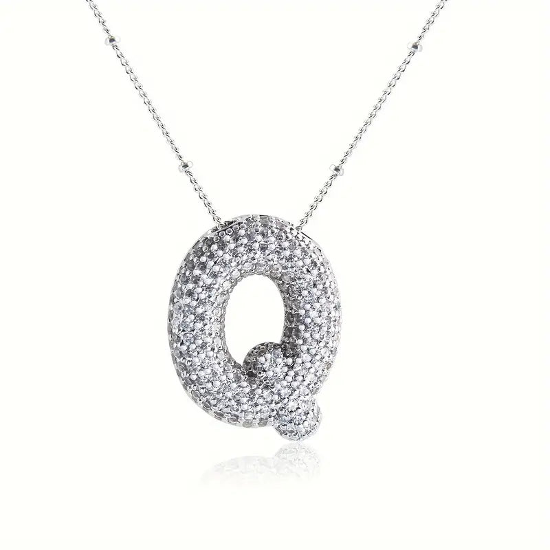 Alphabet Diamond Pendant Necklace