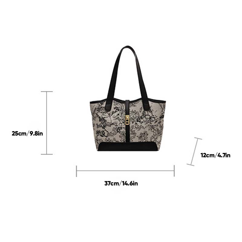 Upcycled Canvas and Leather Floral Print Shoulder Bag