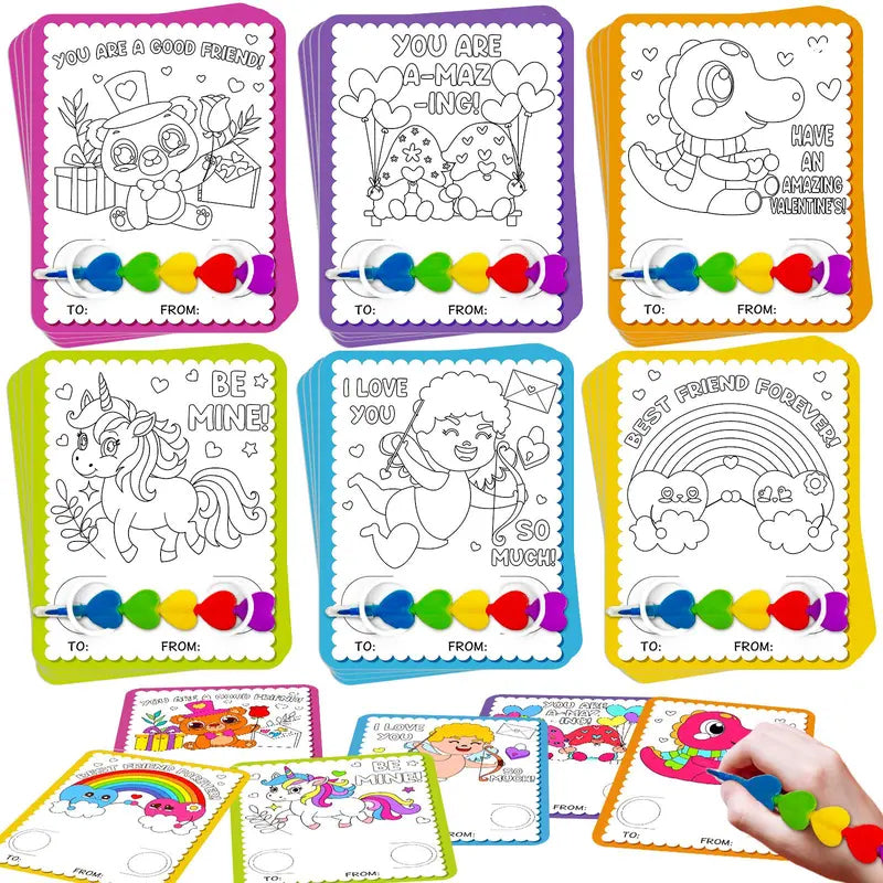 DIY Valentine’s Day Coloring Card Set