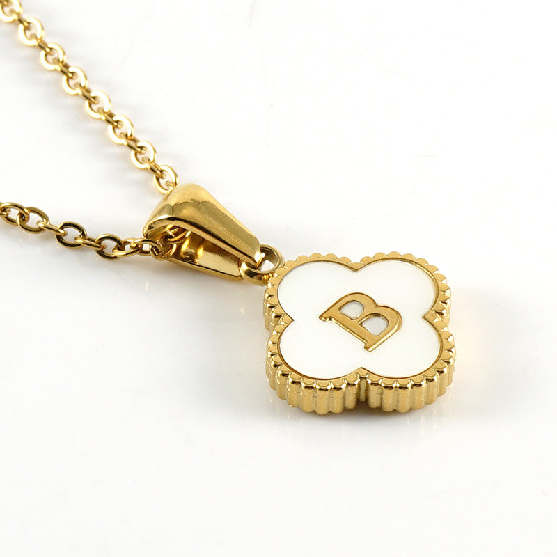 Four Leaf Clover Monogram Necklace