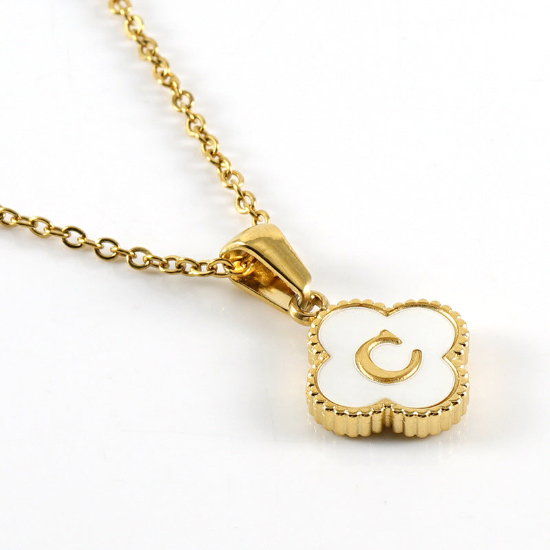 Four Leaf Clover Monogram Necklace