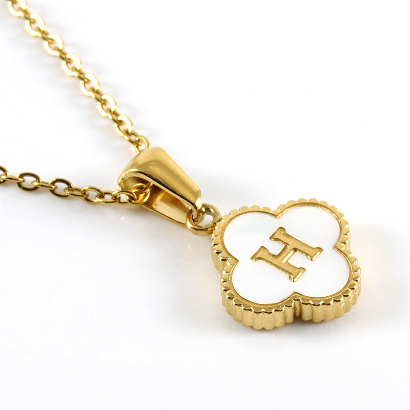 Four Leaf Clover Monogram Necklace