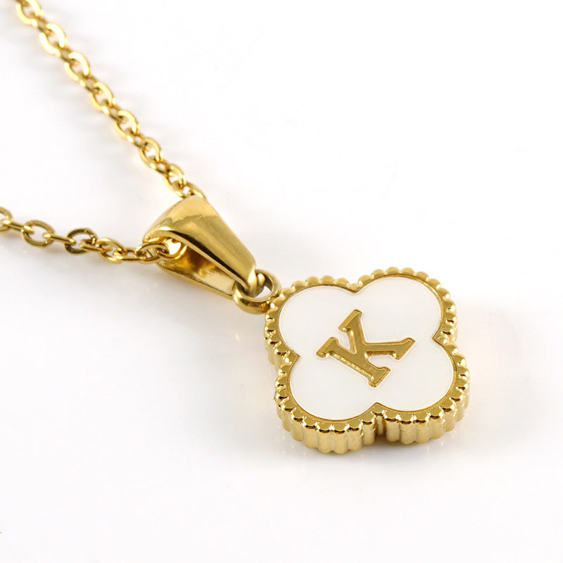 Four Leaf Clover Monogram Necklace