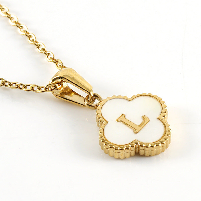 Four Leaf Clover Monogram Necklace