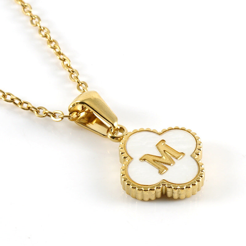 Four Leaf Clover Monogram Necklace