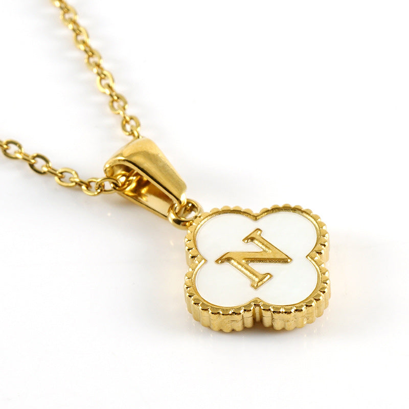 Four Leaf Clover Monogram Necklace