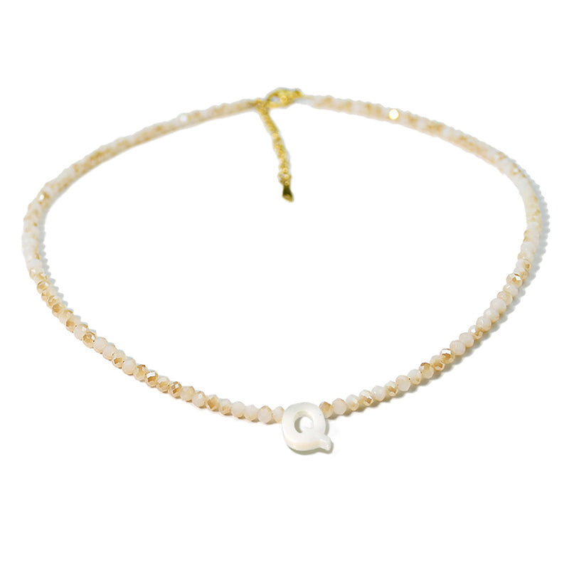 Beaded Shell Letter Necklace