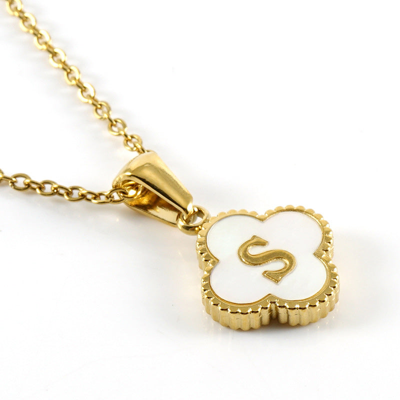 Four Leaf Clover Monogram Necklace