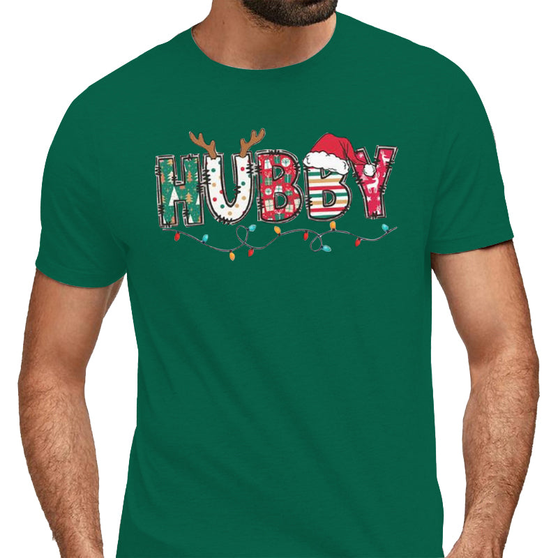 Christmas Letter 3D Print Round Neck Short Sleeve