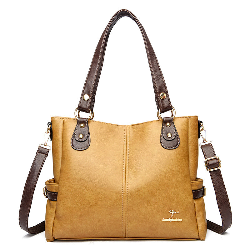 Large leather shoulder bag for women