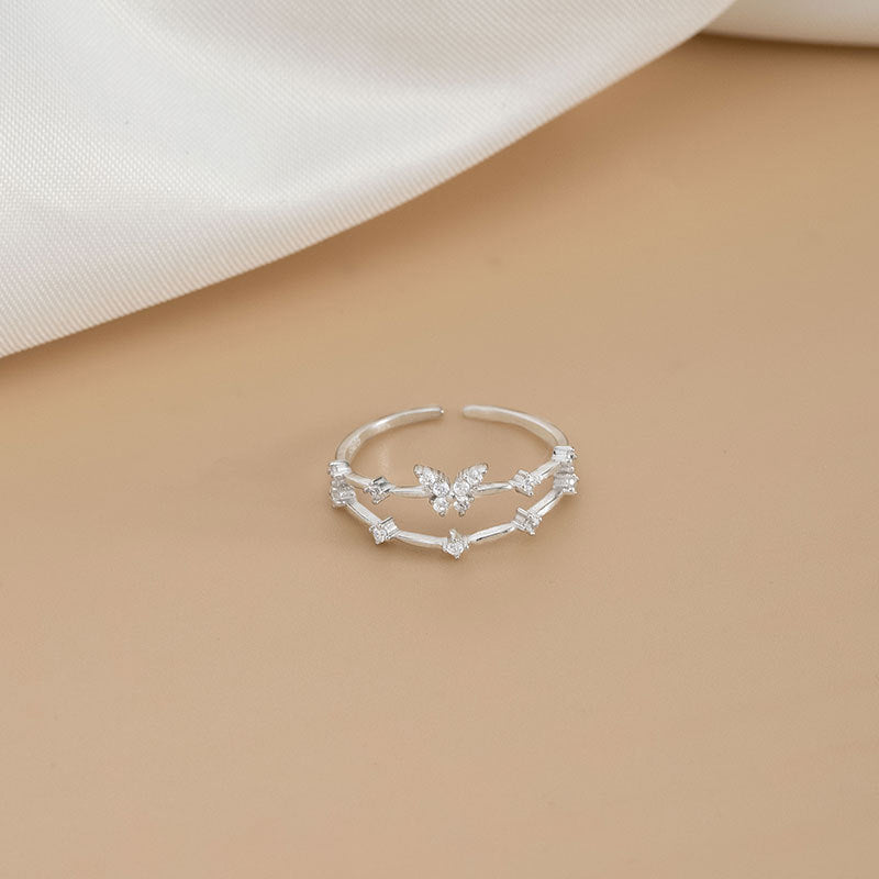 Double Butterfly Zircon Ring